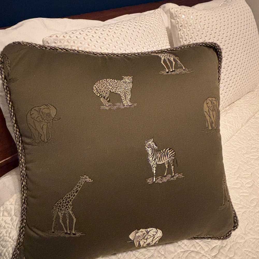 Safari Animal Embroidered Throw Pillow